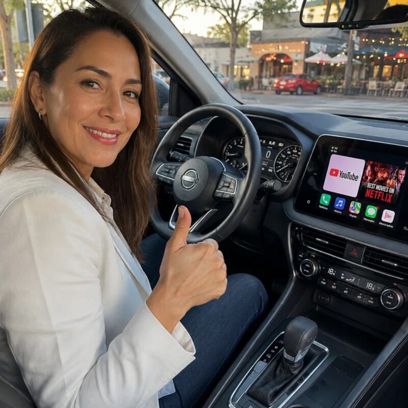 "Muy contenta con Drivox, vale la pena... es como si tuviera un televisor en el auto" - Carmen G. (Surco)